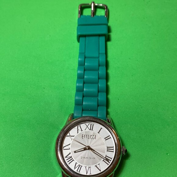 Ecclissi Sterling Silver With Silicone Band Watch - Picture 2 of 6